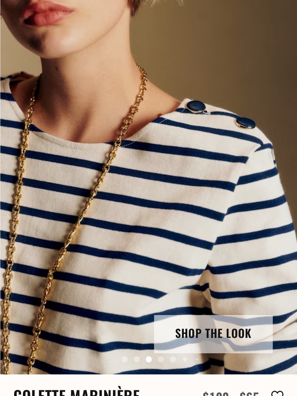 Sezane COLETTE MARINIÈRE top shirt small ecru navy